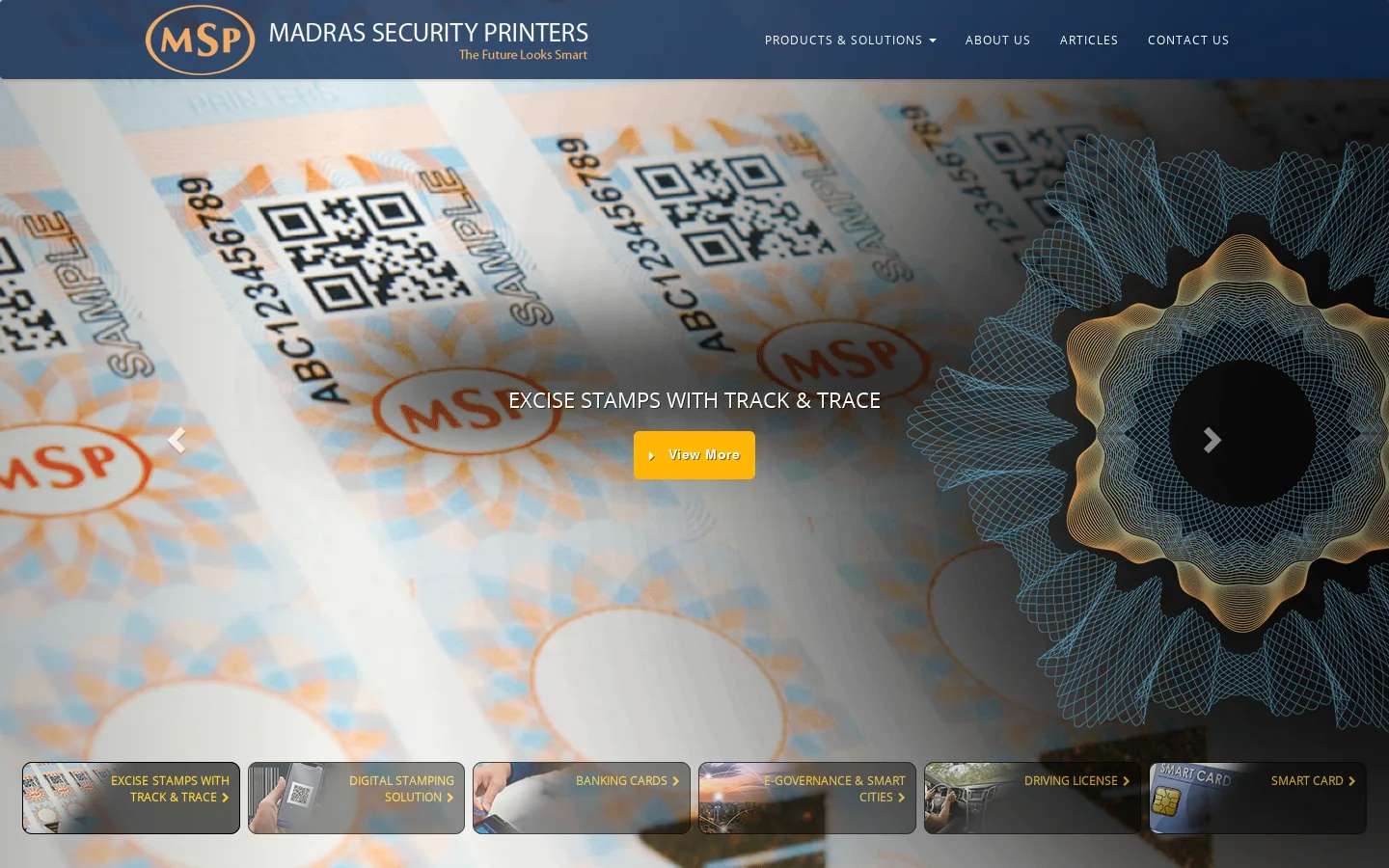 Madras Security Printers Homepage screenshot