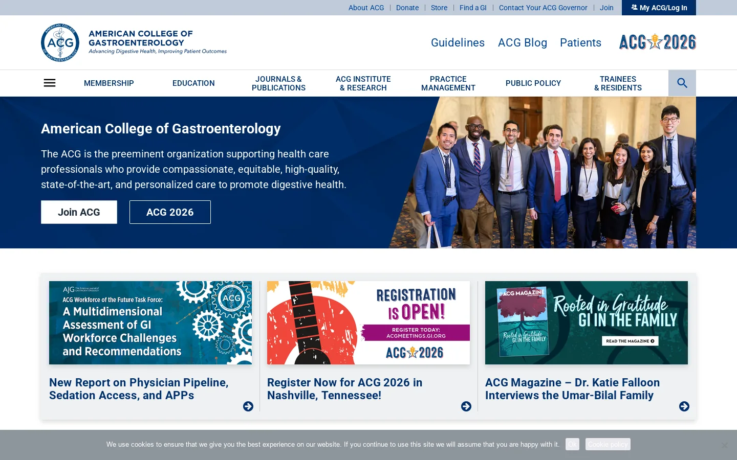 American College of Gastroenterology | ACG Homepage screenshot