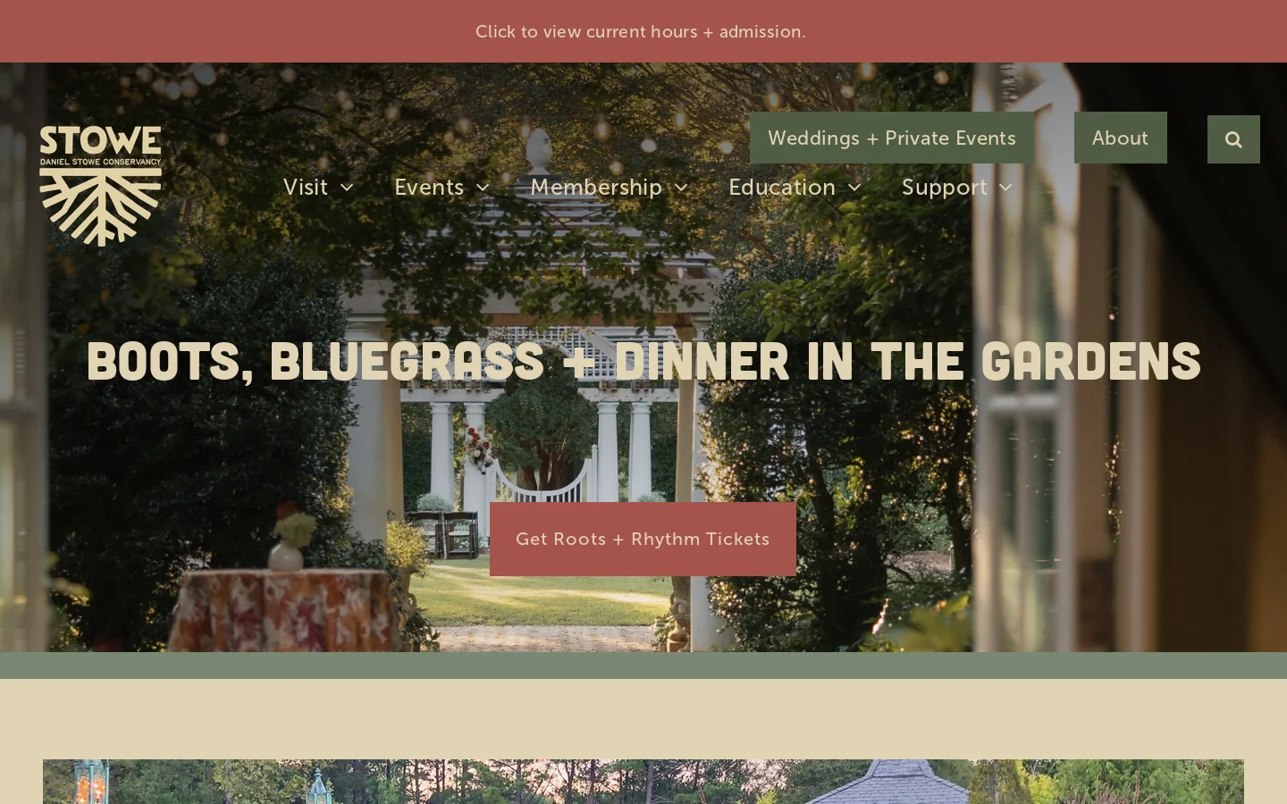 Daniel Stowe Conservancy, Belmont, North Carolina Homepage screenshot