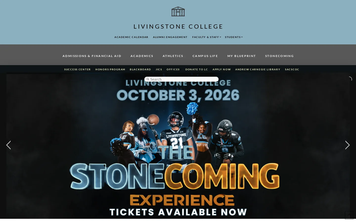 Livingstone College Homepage screenshot