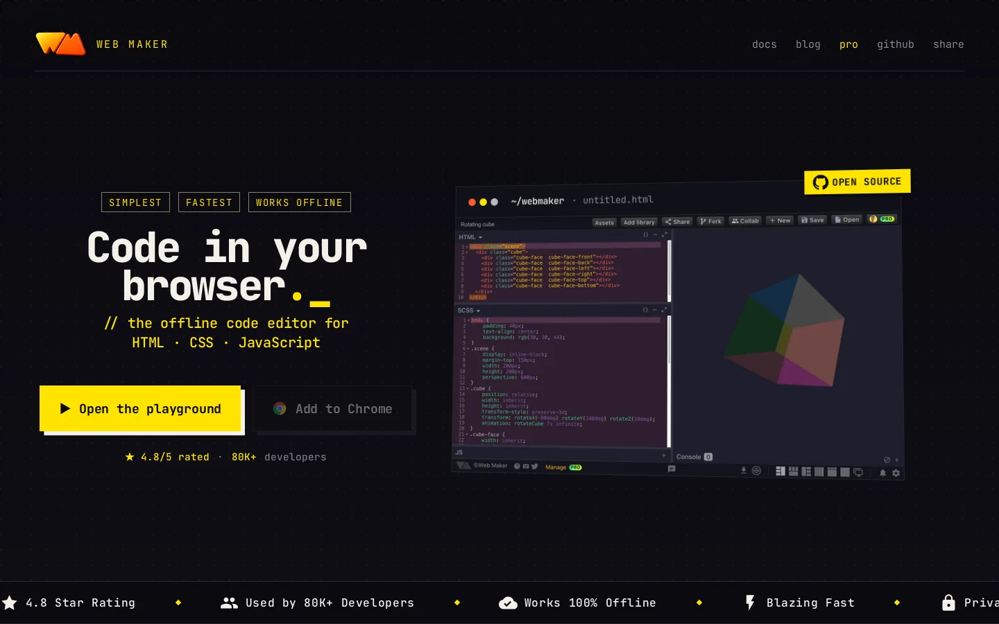Web Maker Homepage screenshot
