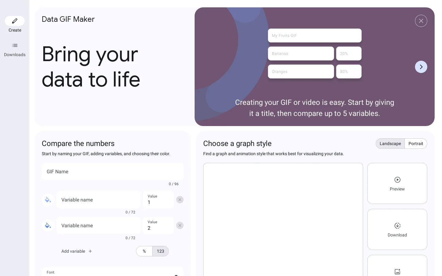 Data Gif Maker Homepage screenshot