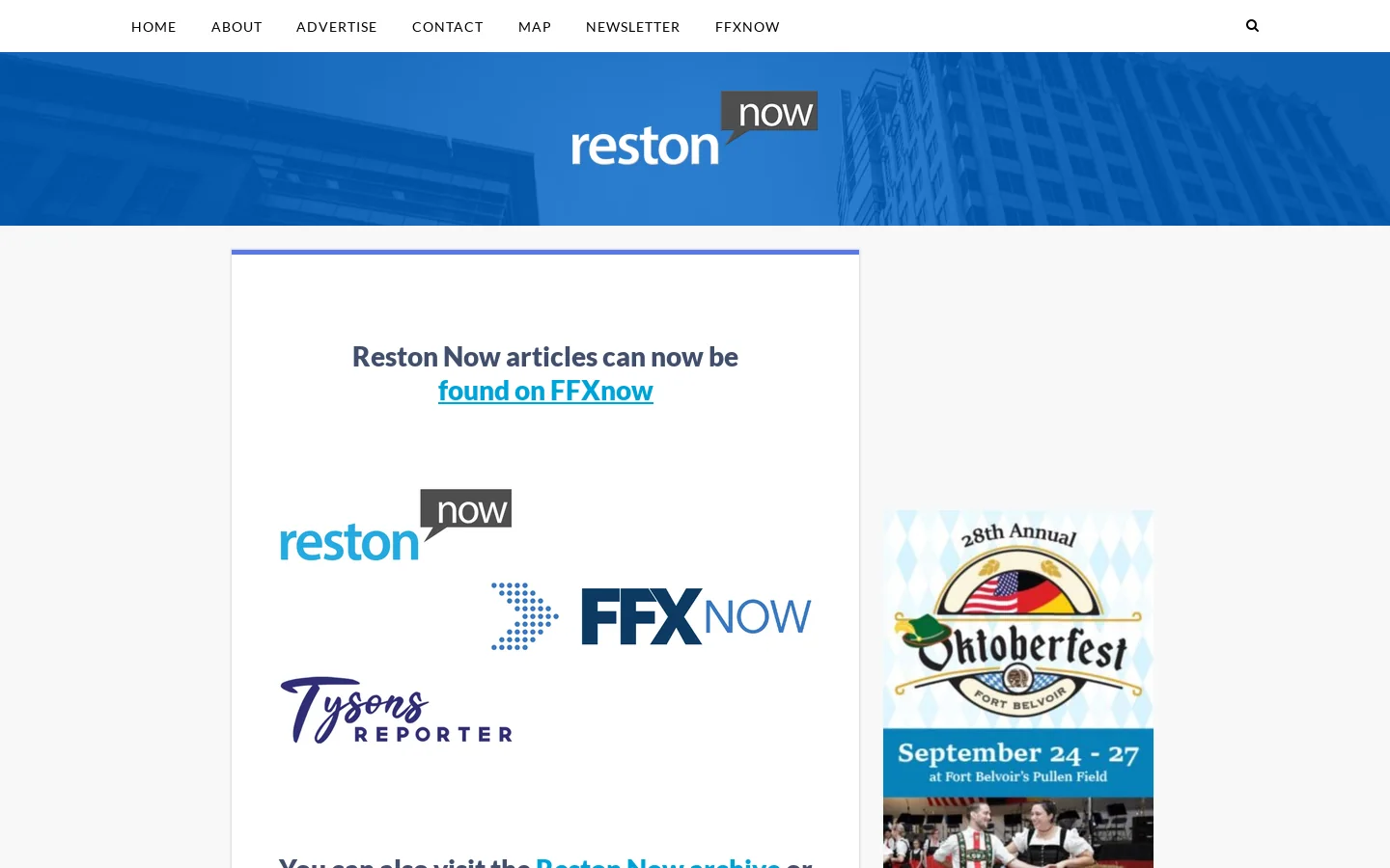 Reston Now Homepage screenshot