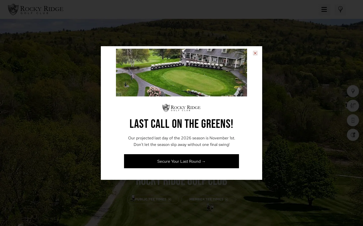 Rocky Ridge Golf Club Homepage screenshot