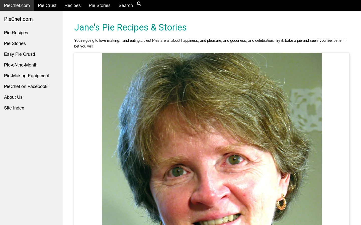 PieChef Jane Fisher's Best Pie Recipes & Stories Homepage screenshot