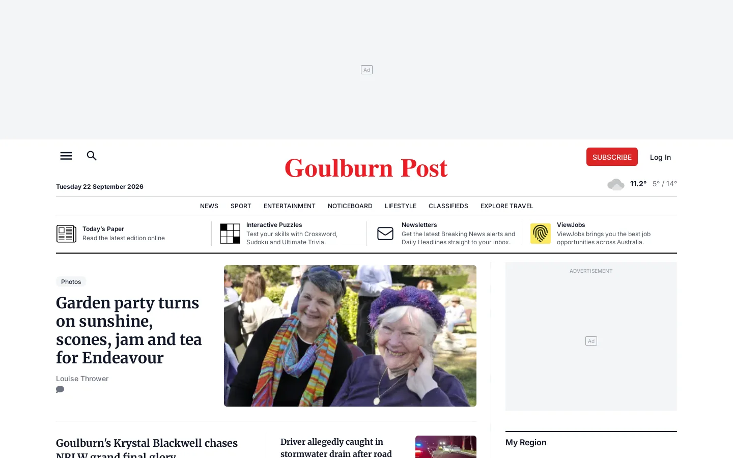 Goulburn Post Homepage screenshot