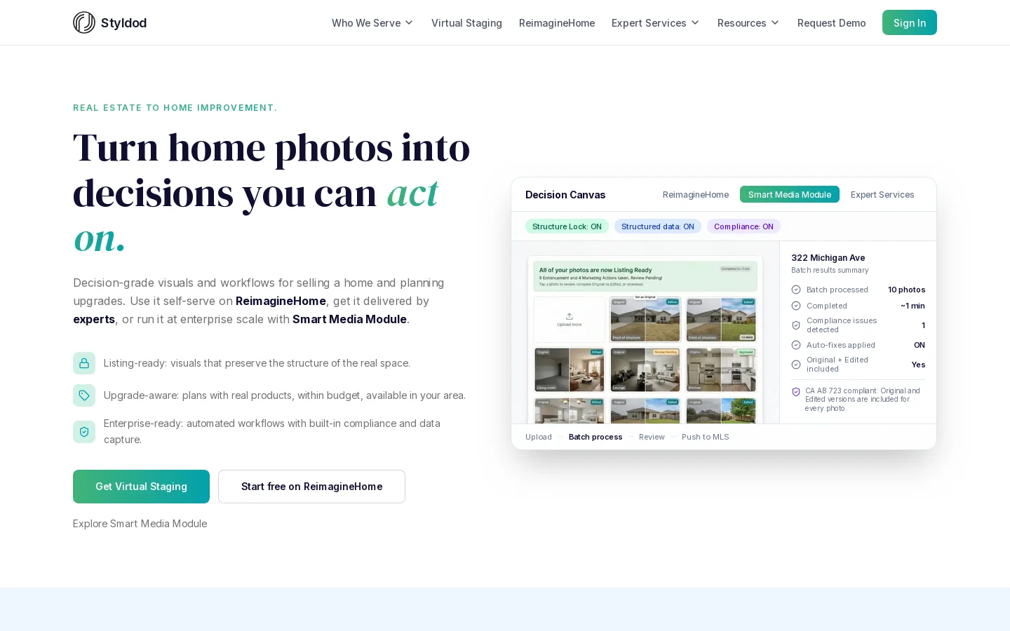 AI Media Module For Listing Creation Homepage screenshot