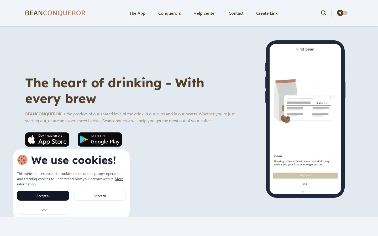 BEANCONQUEROR Homepage screenshot