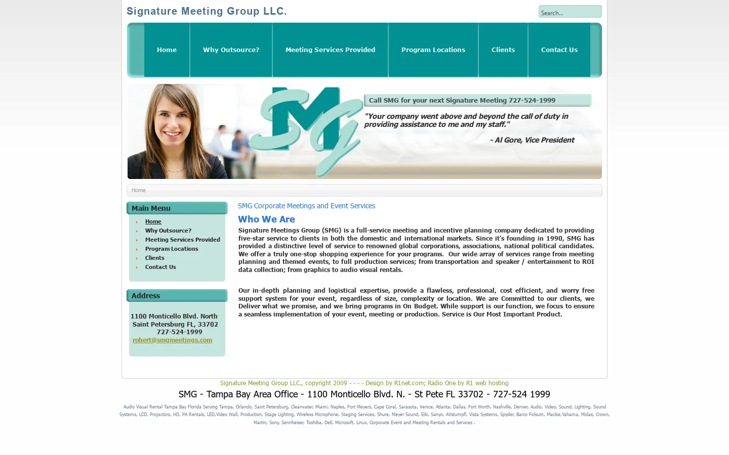 SMG Corporate Meetings and Event Services Homepage screenshot
