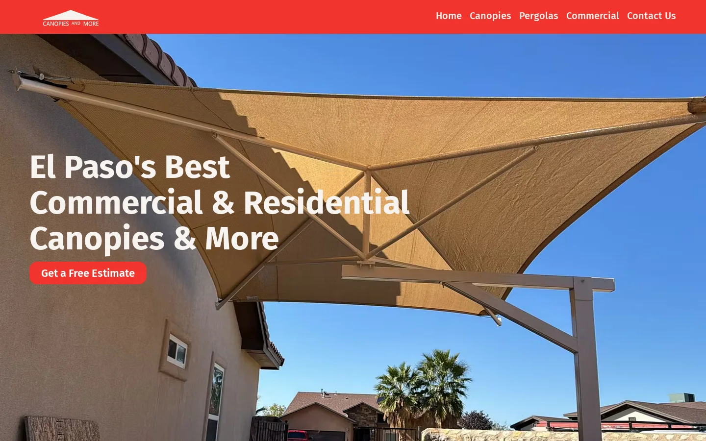 Canopies and More Homepage screenshot