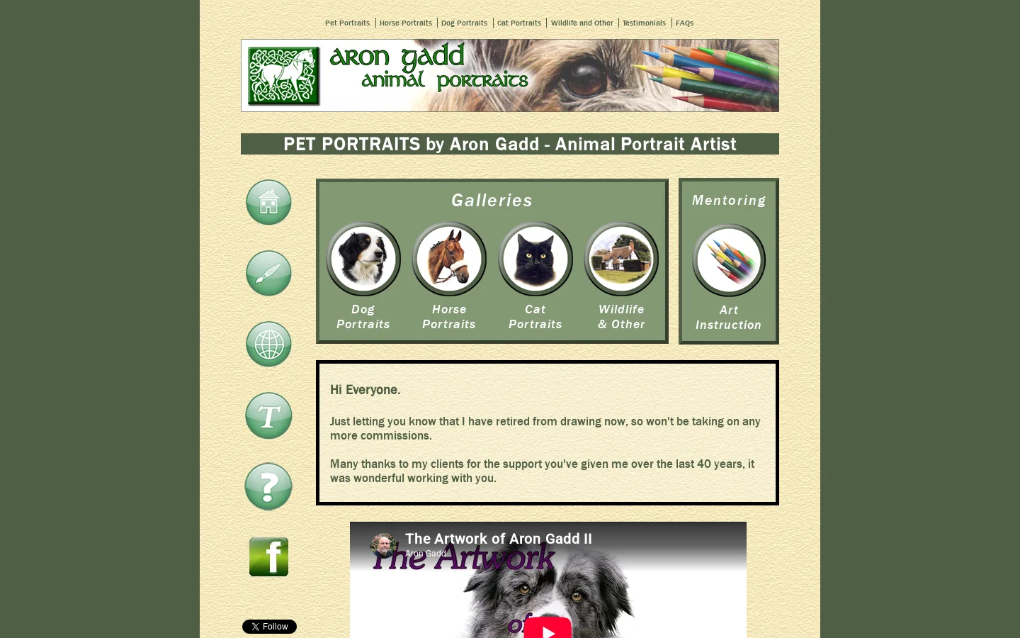 Pet Portraits, Dog, Horse, Cat & Animal Portraits by Artist Aron Gadd in Highly Detailed Coloured Pencil Homepage screenshot