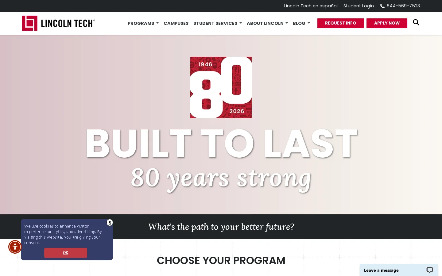 Lincoln Tech Skilled Trade Schools & Vocational Training Institute Homepage screenshot