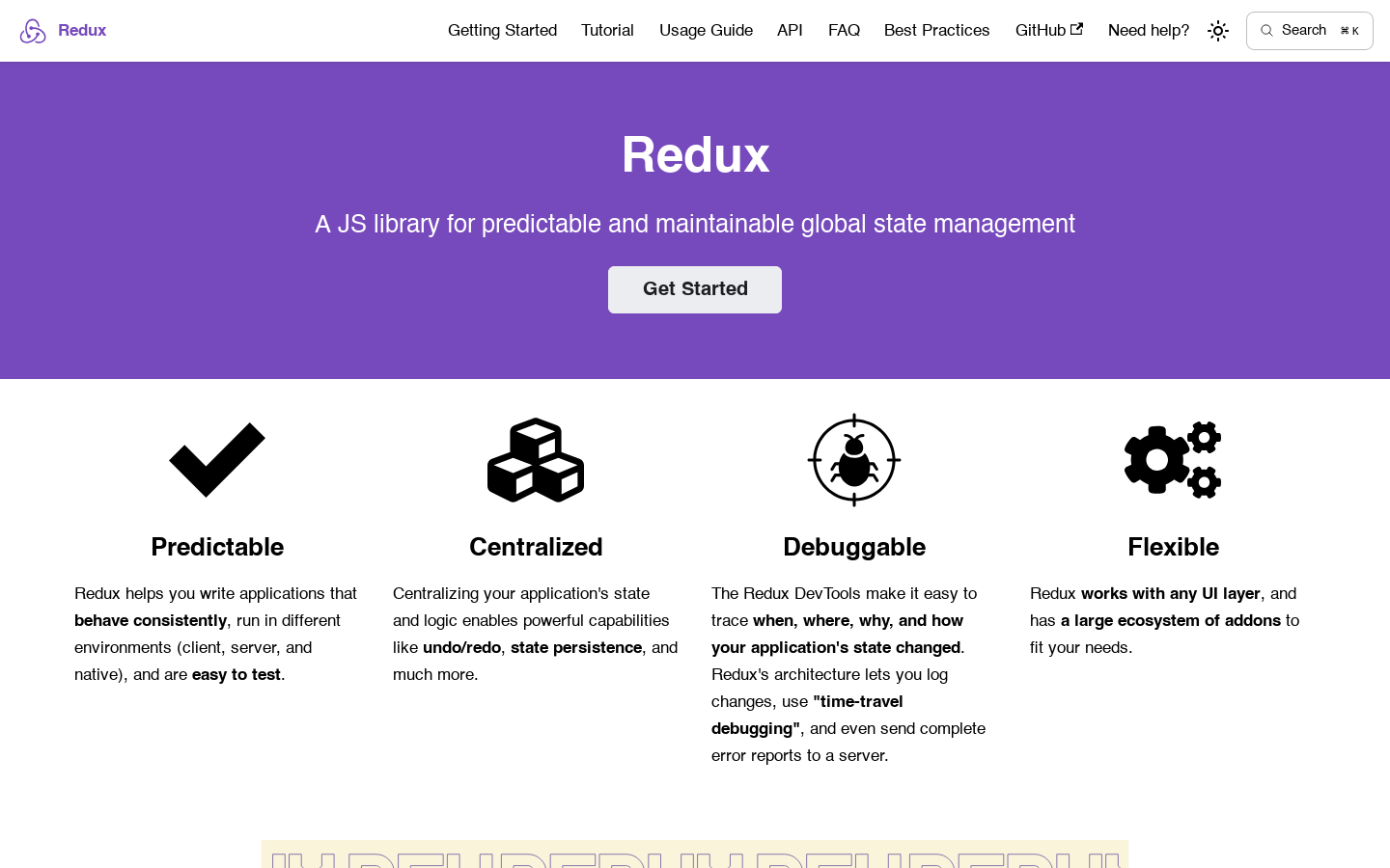 Redux Homepage screenshot