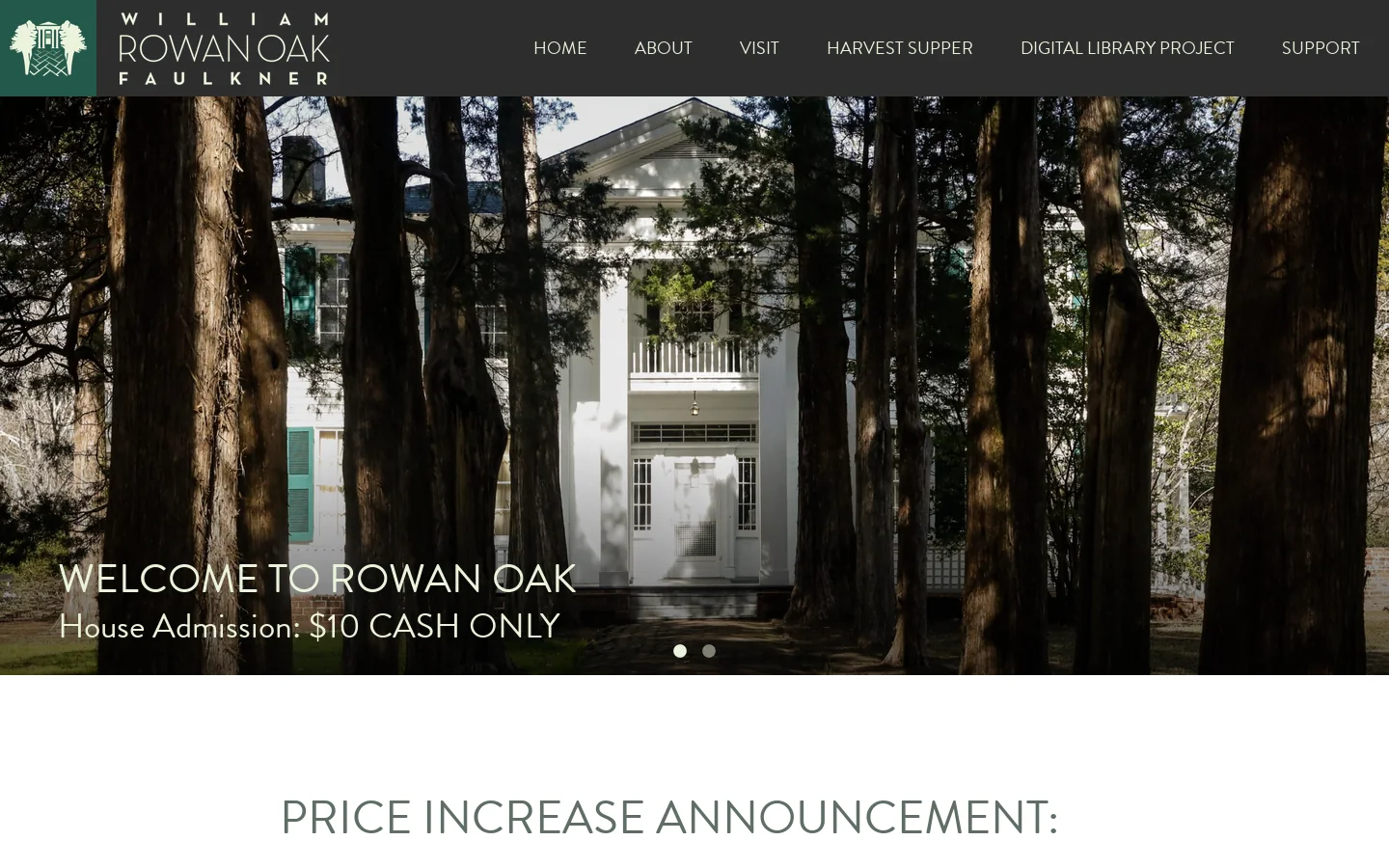 Rowan Oak Homepage screenshot