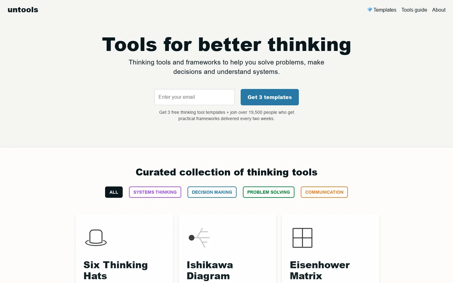 Untools Homepage screenshot