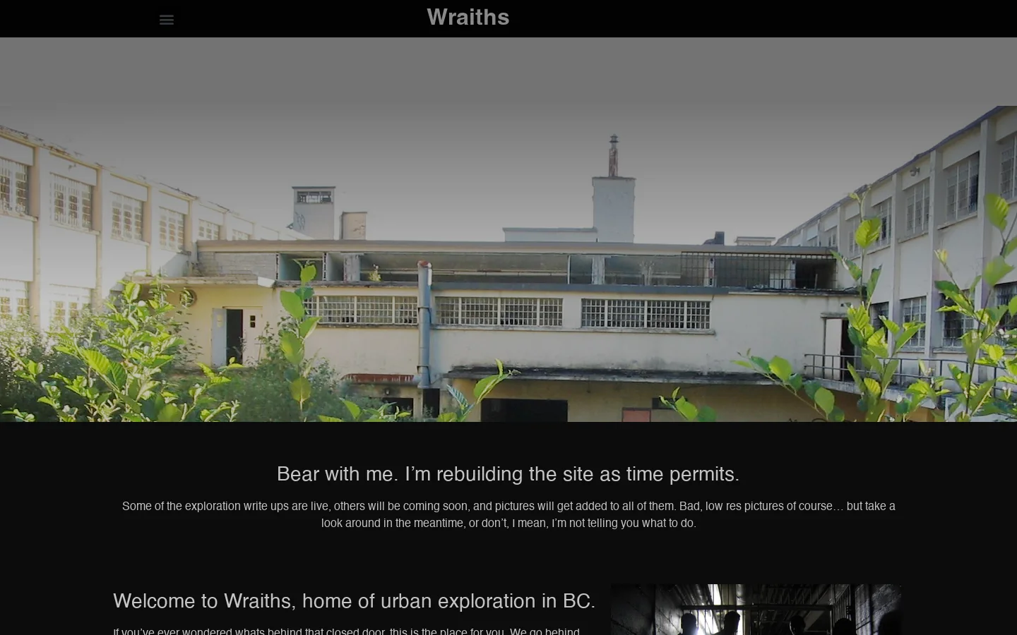 Wraiths Homepage screenshot