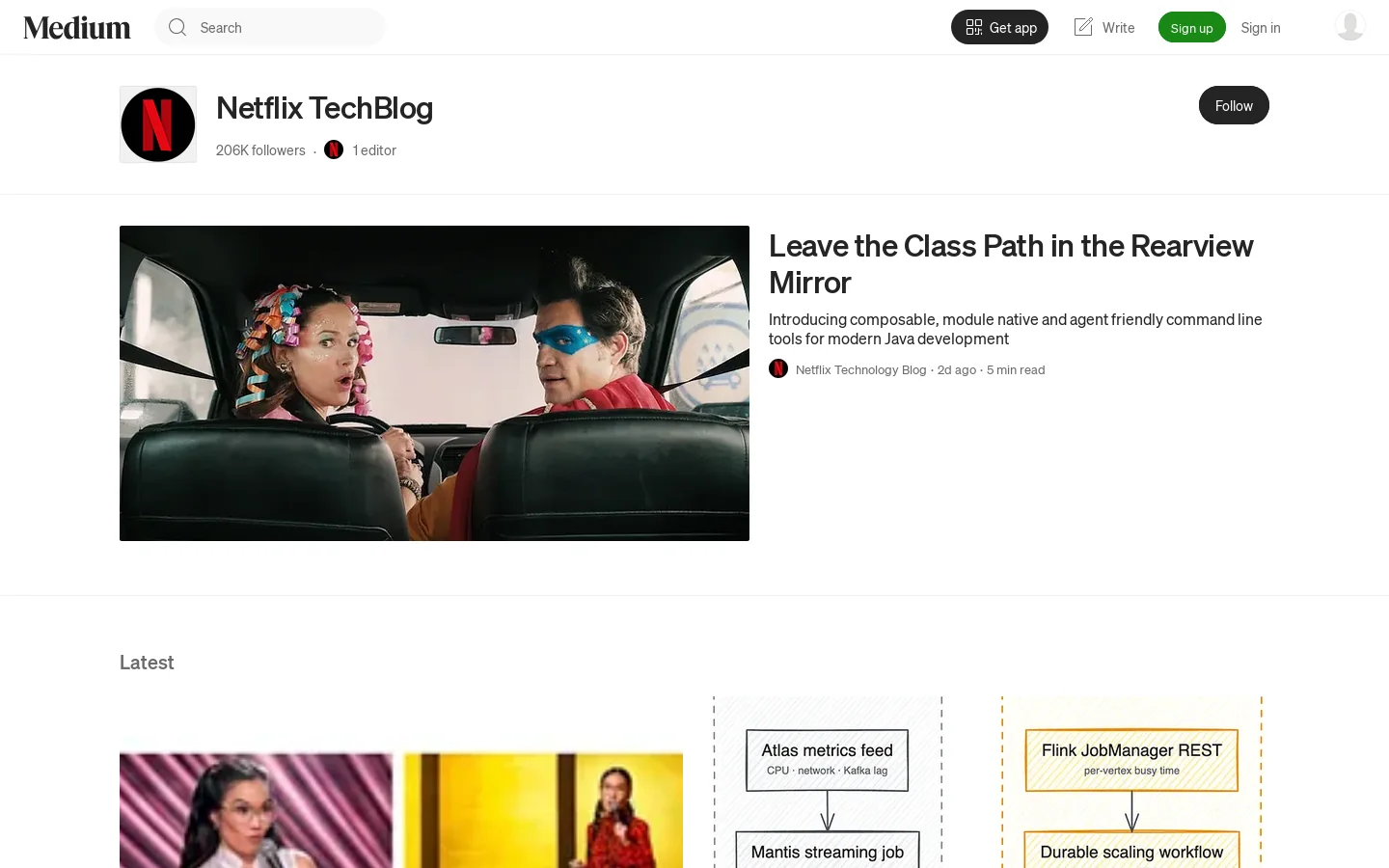 Netflix TechBlog Homepage screenshot