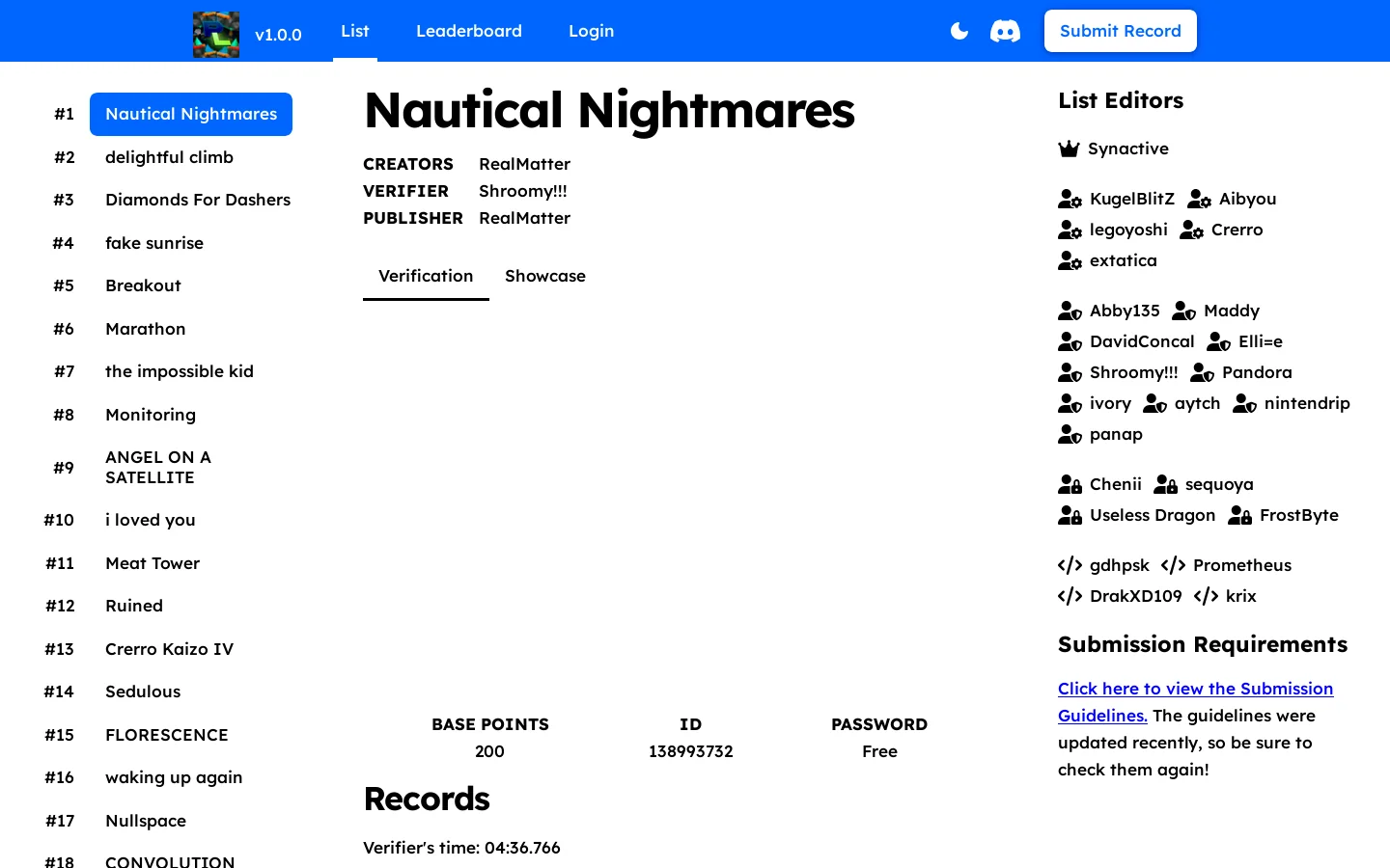 Platformer List Homepage screenshot