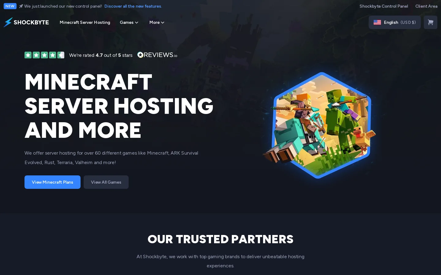 Shockbyte Homepage screenshot