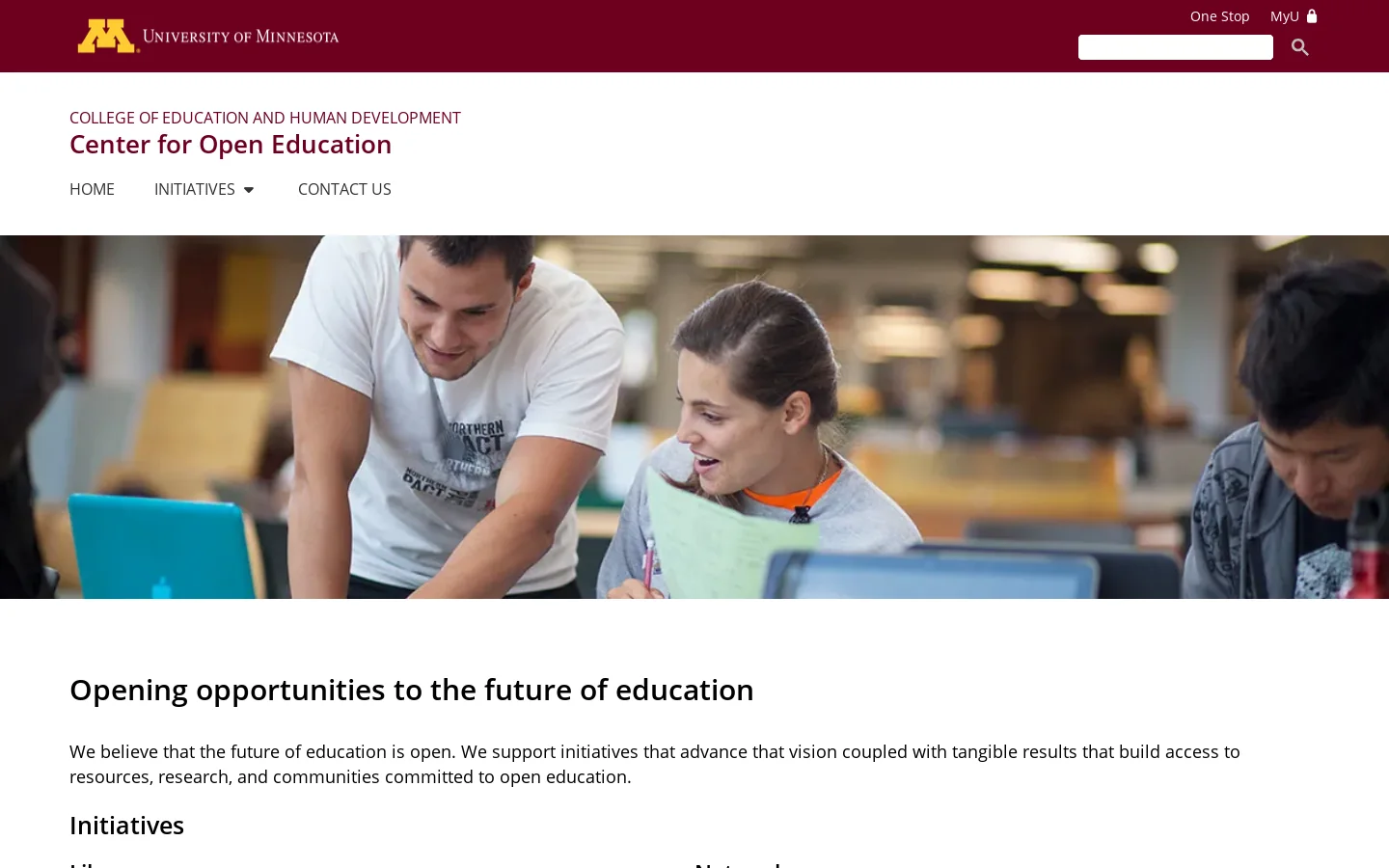 Center for Open Education Homepage screenshot