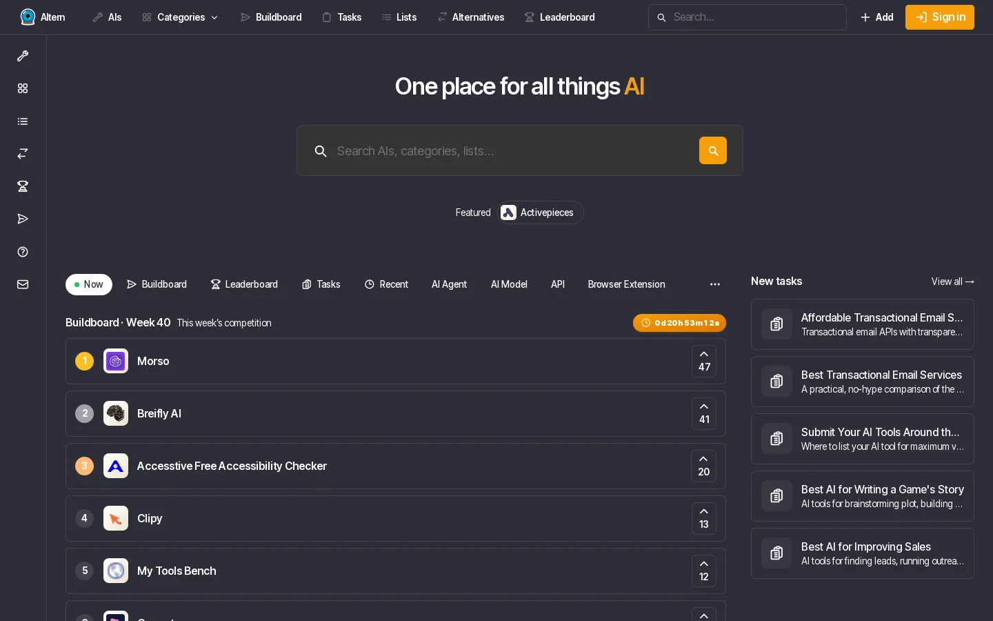 Altern Homepage screenshot