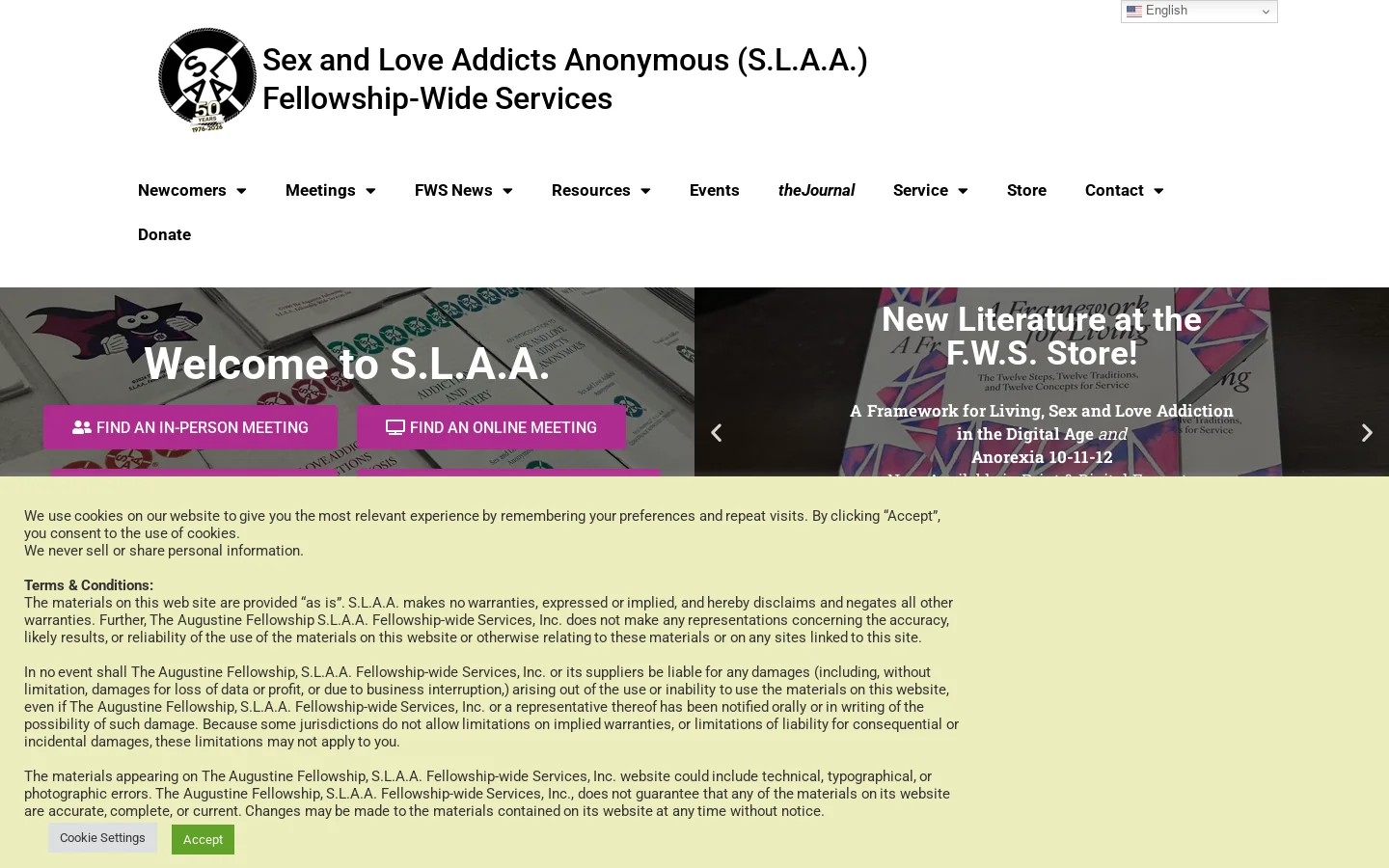 You are not alone. - Sex and Love Addicts Anonymous (S.L.A.A.) Homepage screenshot