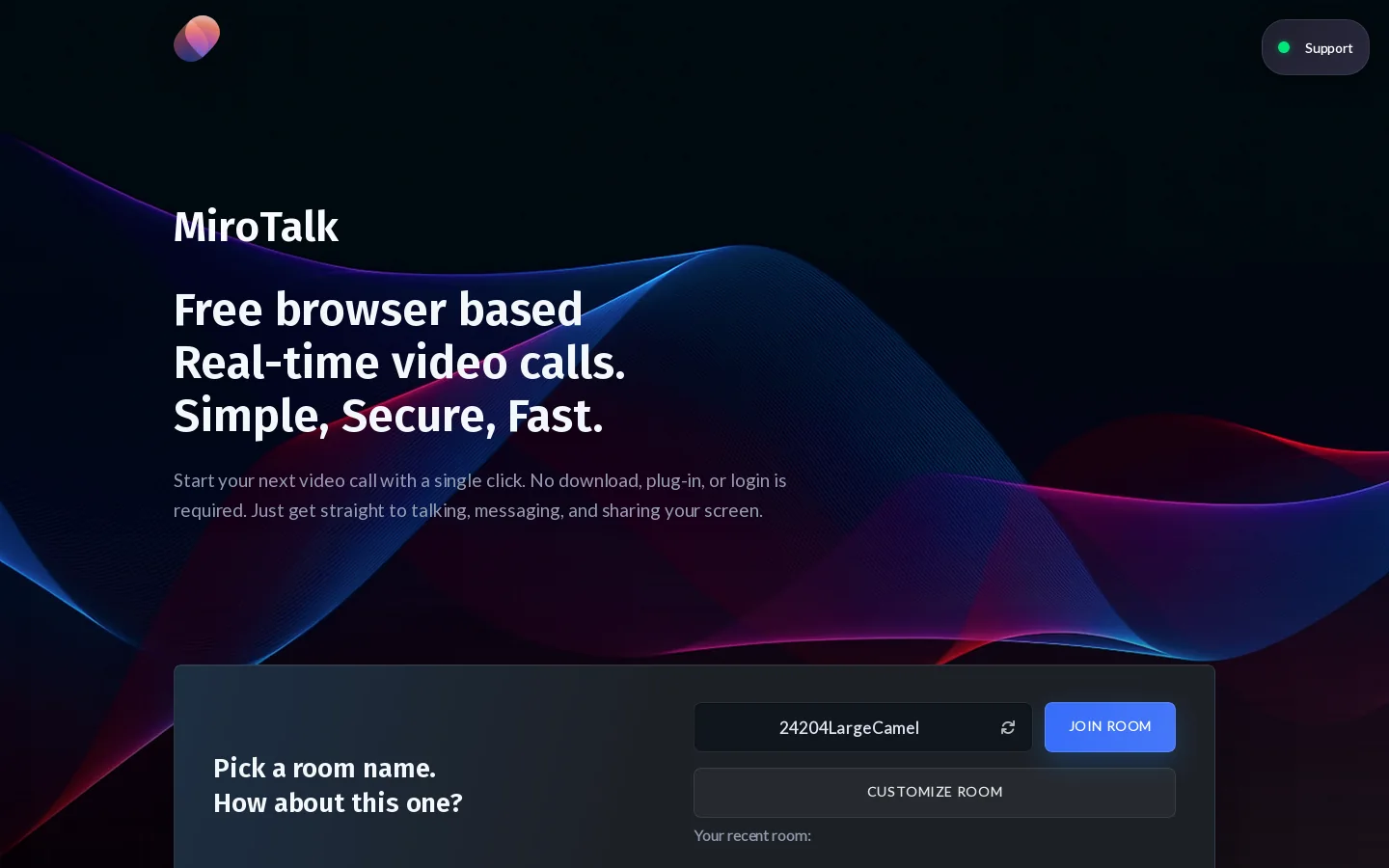 MiroTalk P2P - Open Source WebRTC Video Calls & Meetings Homepage screenshot