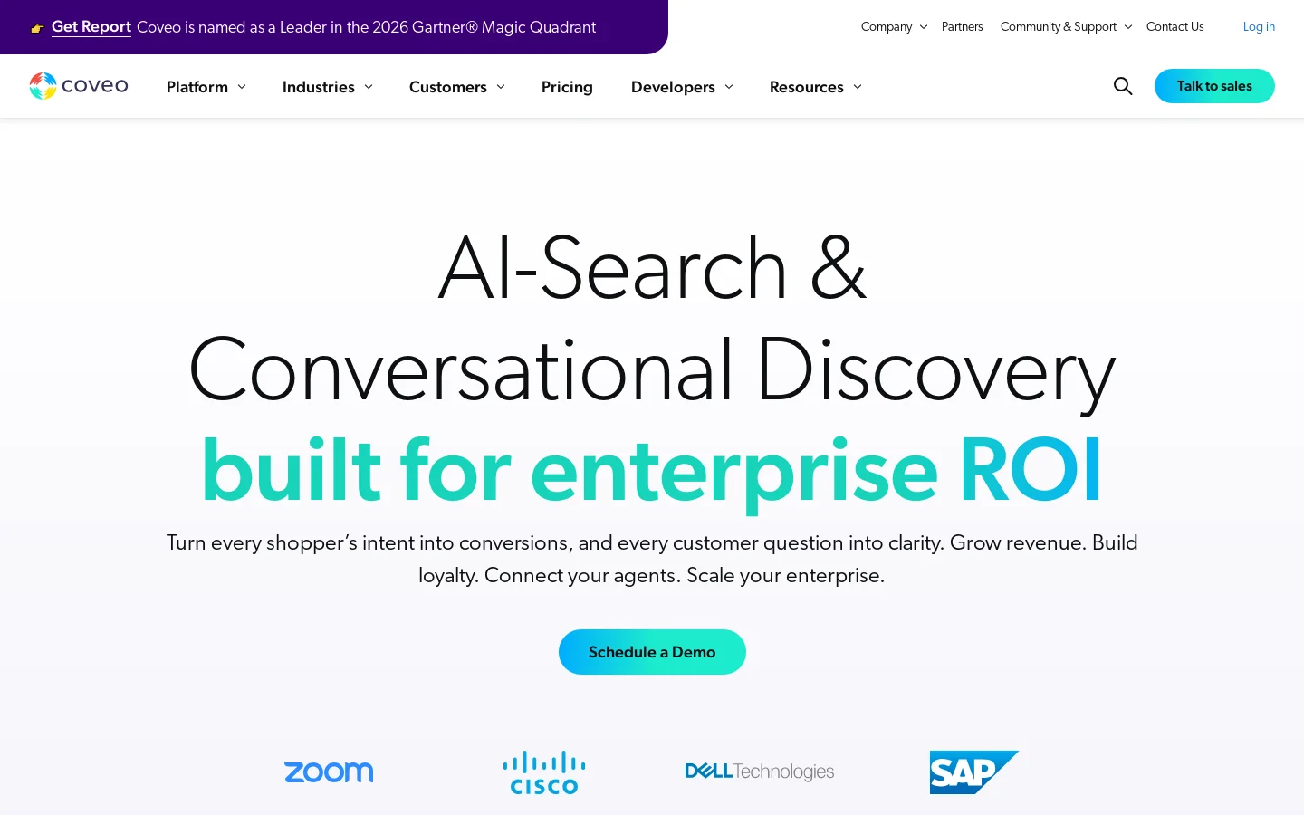 Coveo Homepage screenshot