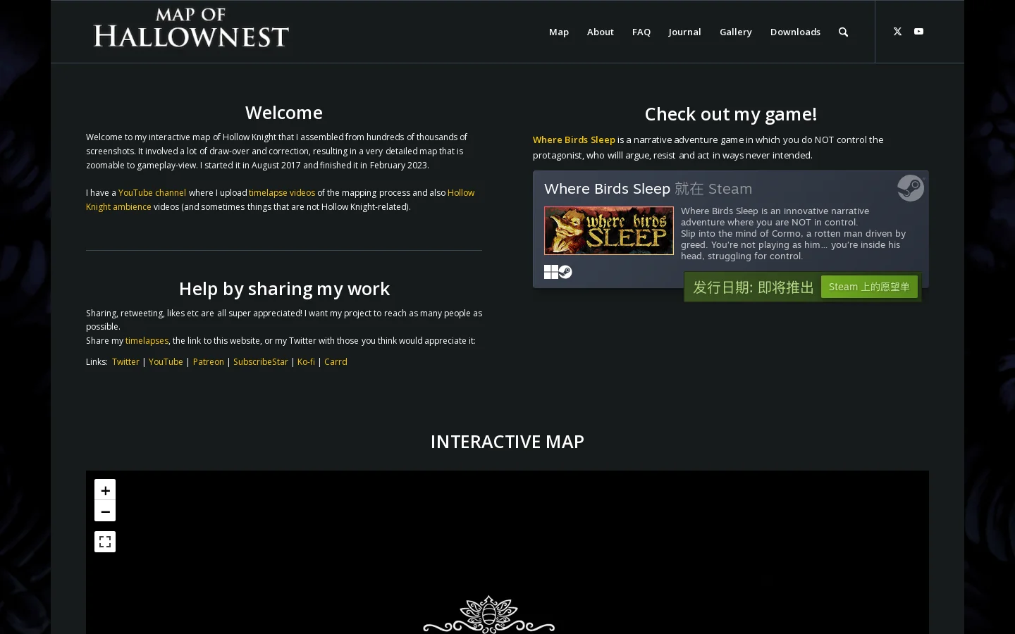 Hallownest.net Homepage screenshot