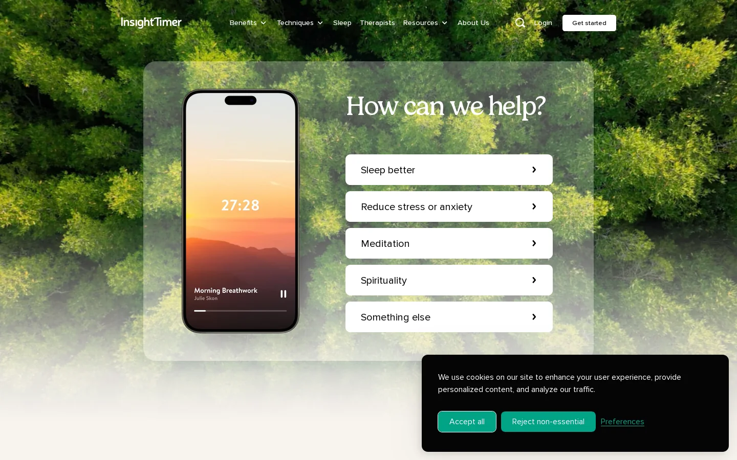 Insight Timer Homepage screenshot