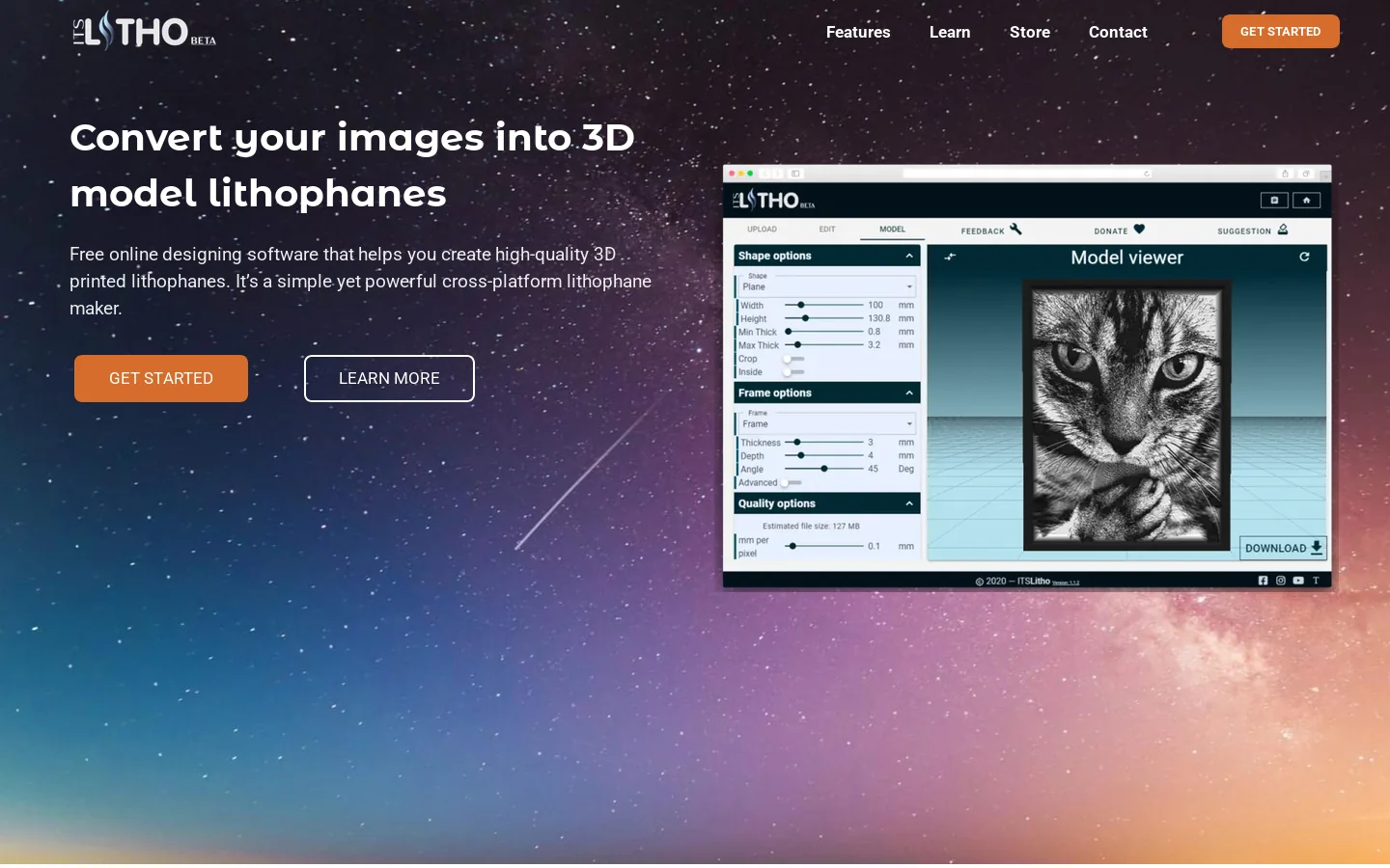 ItsLitho • Free Online Image to Lithophane Maker Homepage screenshot