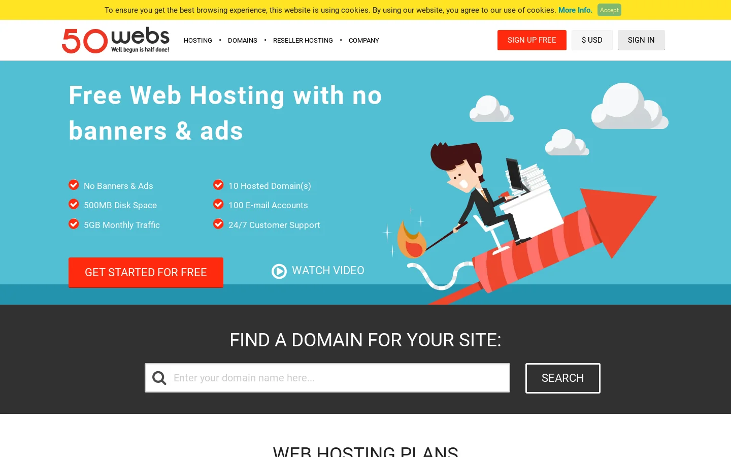 50Webs.com Homepage screenshot