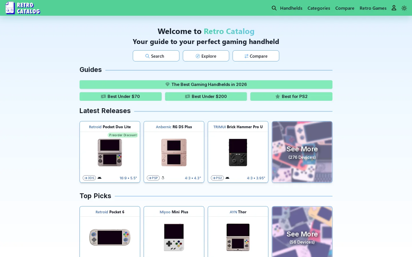 Retro Catalog Homepage screenshot