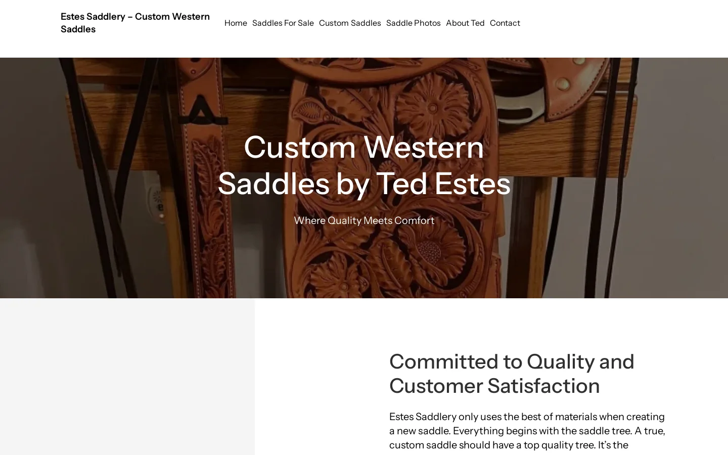 Estes Saddlery Homepage screenshot
