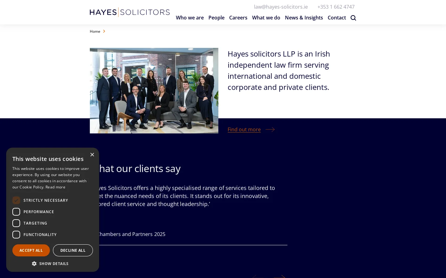 Hayes Solicitors LLP Homepage screenshot