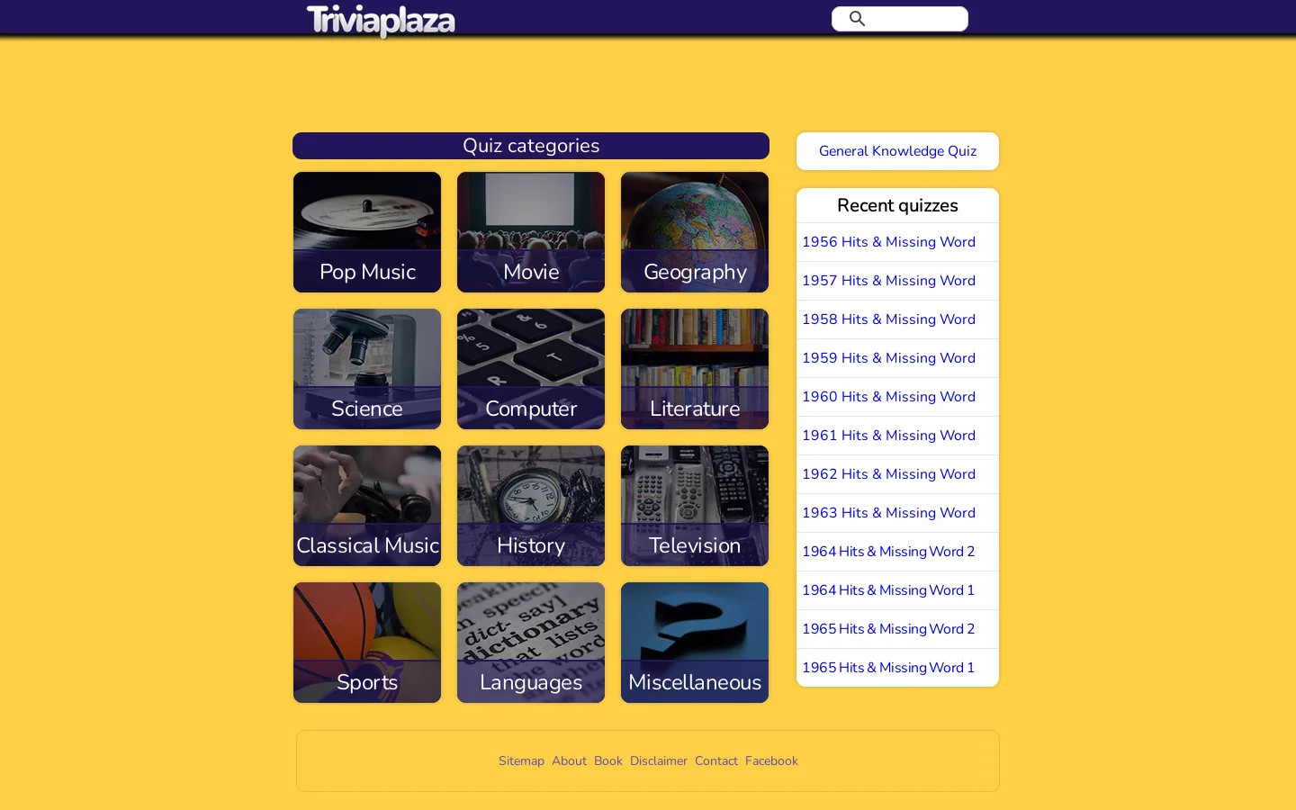 Triviaplaza Homepage screenshot