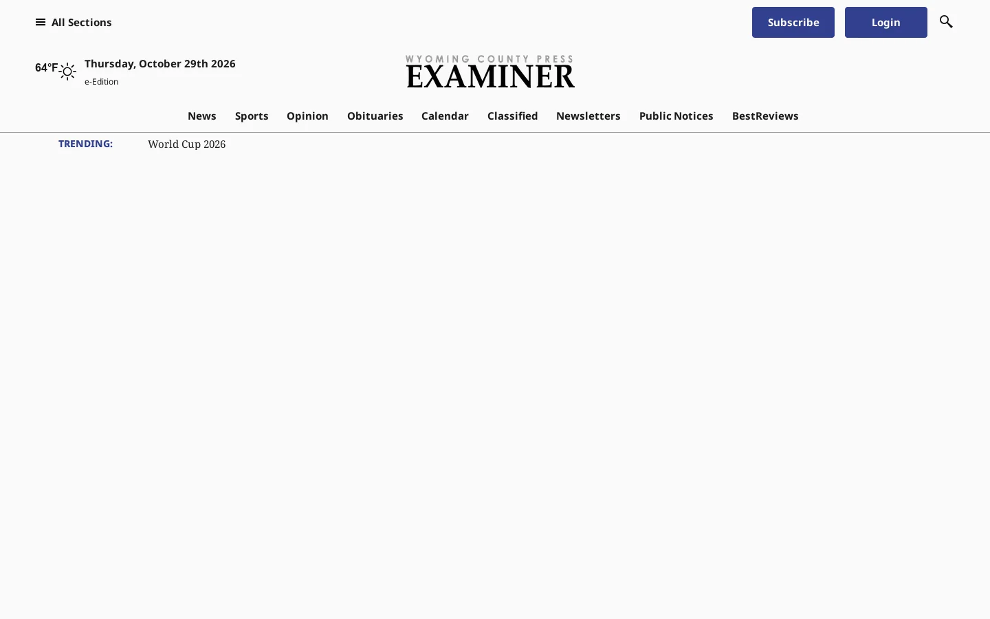 The Wyoming County Press Examiner: Local News, Sports, Things to Do Homepage screenshot