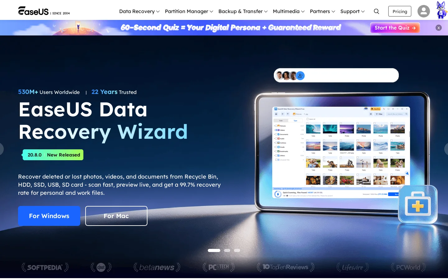 EaseUS Software Homepage screenshot