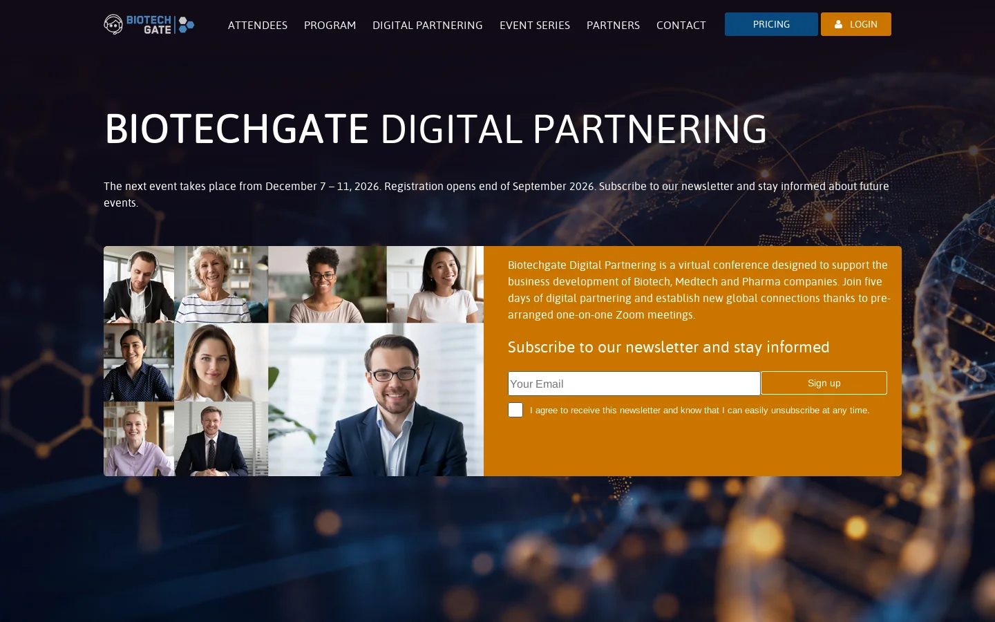 Biotechgate Digital Partnering Homepage screenshot
