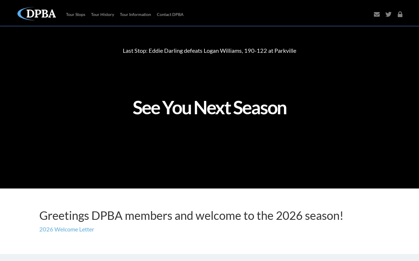 DPBA Pro Tour Homepage screenshot