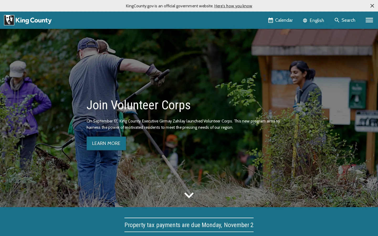 King County, Washington Homepage screenshot