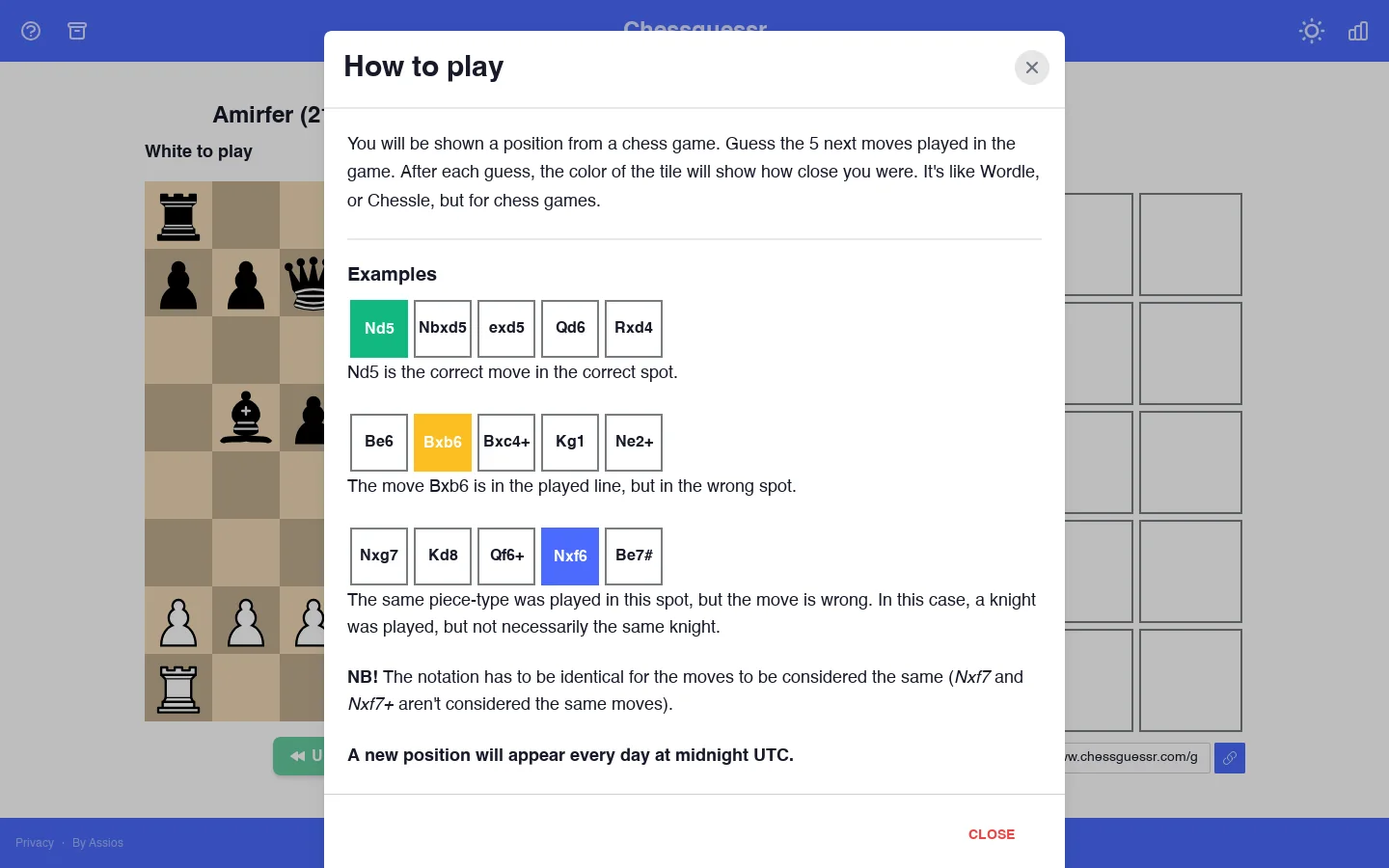 Chessguessr Homepage screenshot