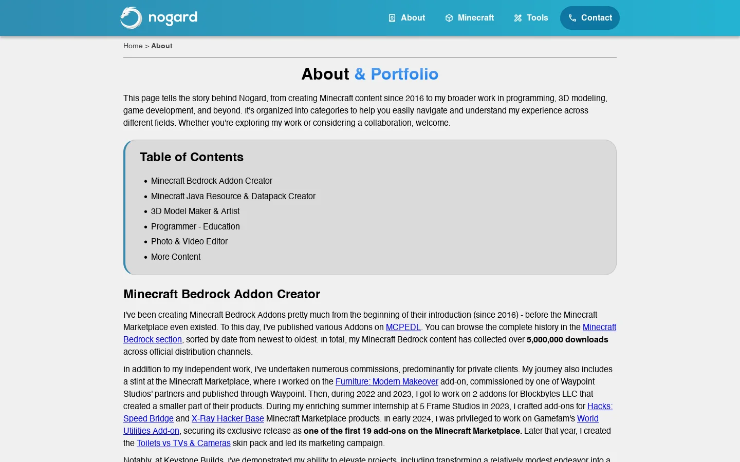 Nogard Homepage screenshot