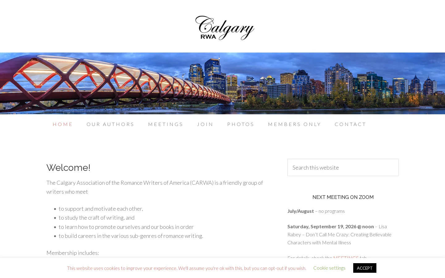 Welcome! - The Calgary Association of Romance Writers of America Homepage screenshot