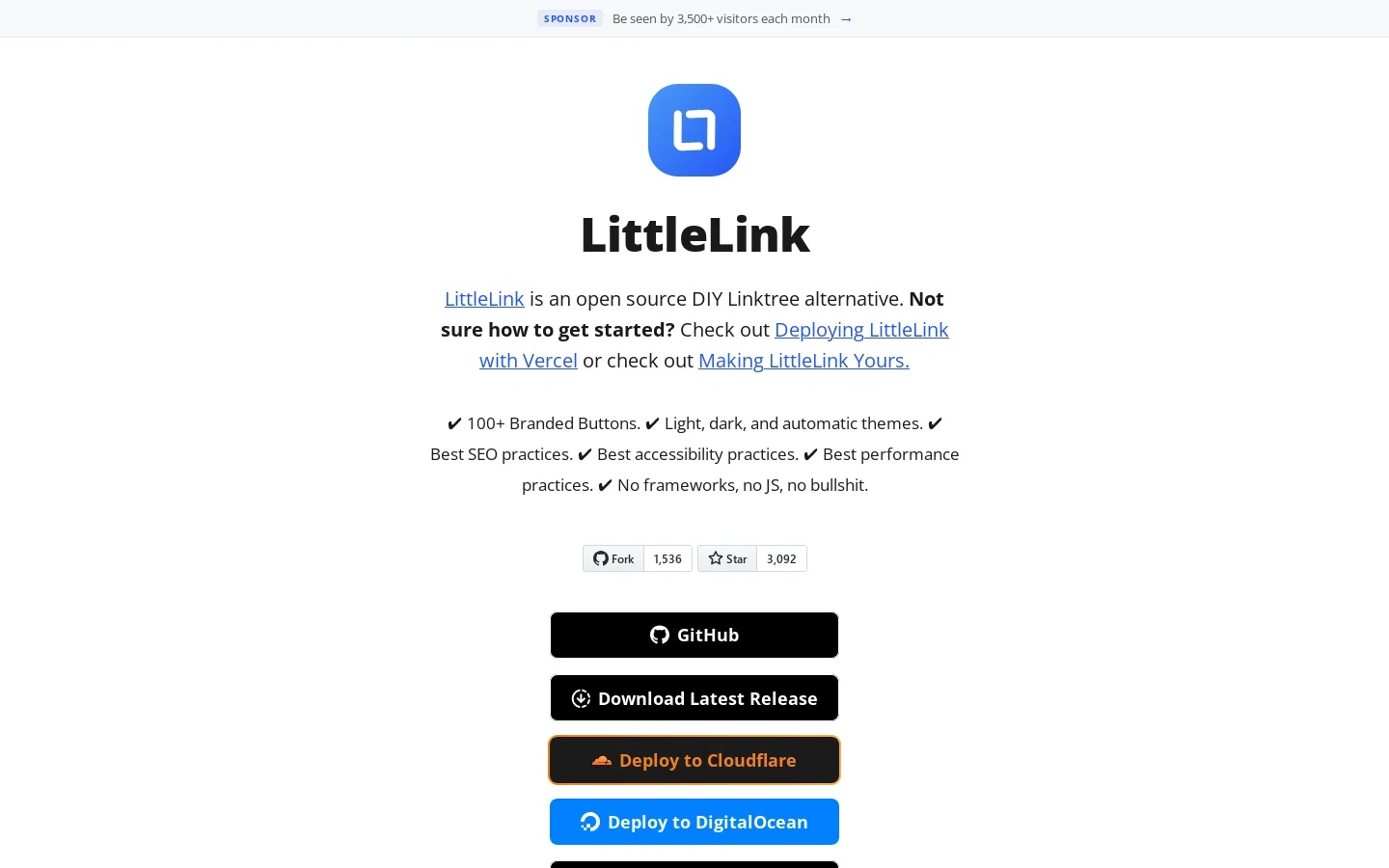 LittleLink Homepage screenshot