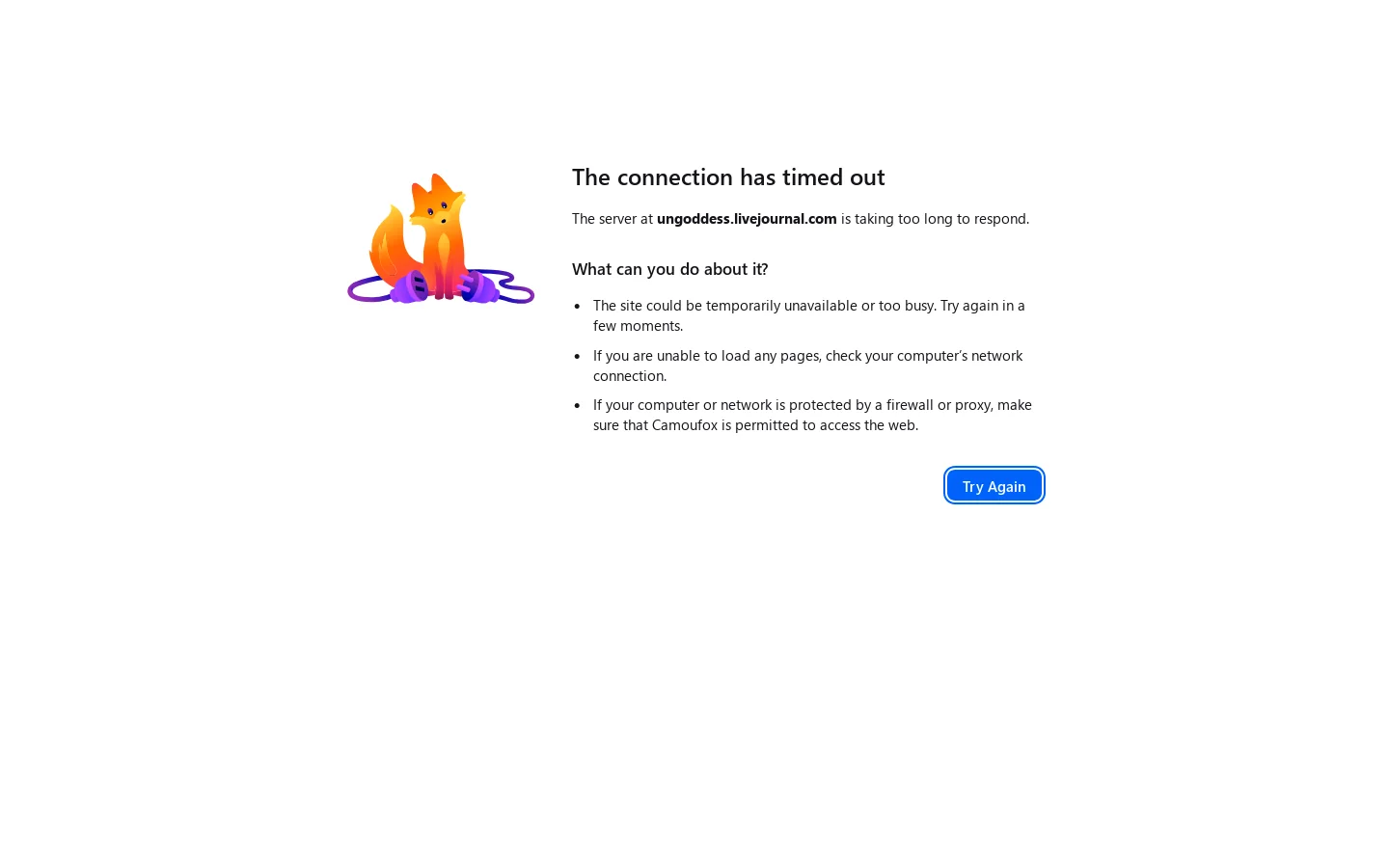 Problem loading page Homepage screenshot