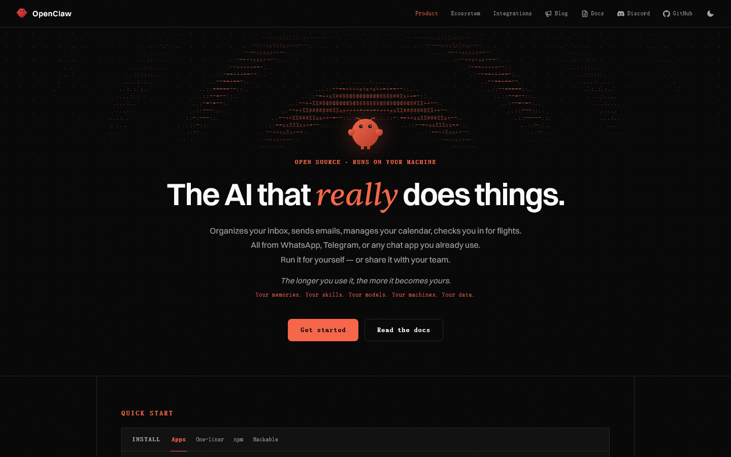 OpenClaw Homepage screenshot