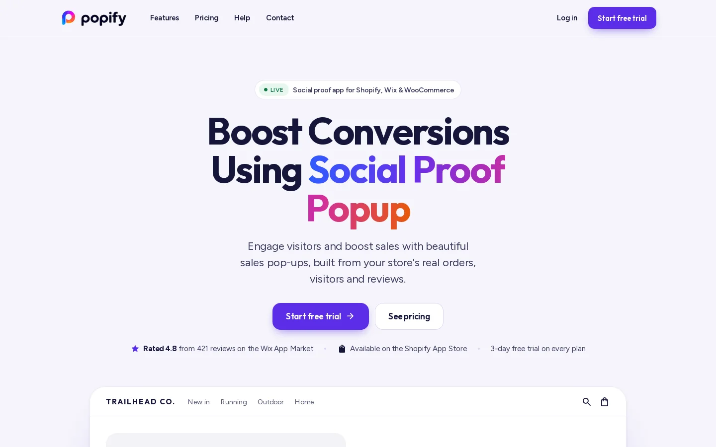 Popify Homepage screenshot