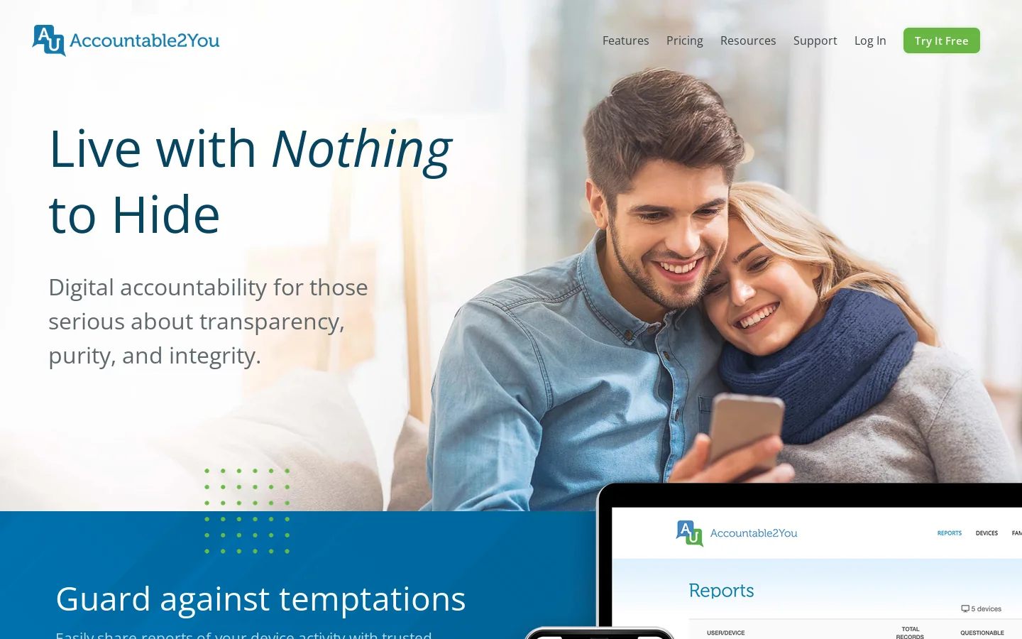 Accountable2You Homepage screenshot