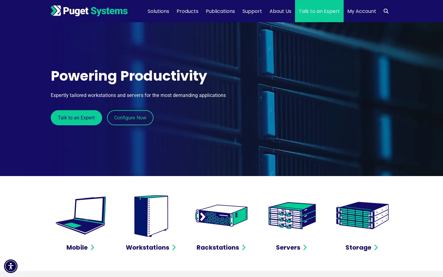 Puget Systems Homepage screenshot